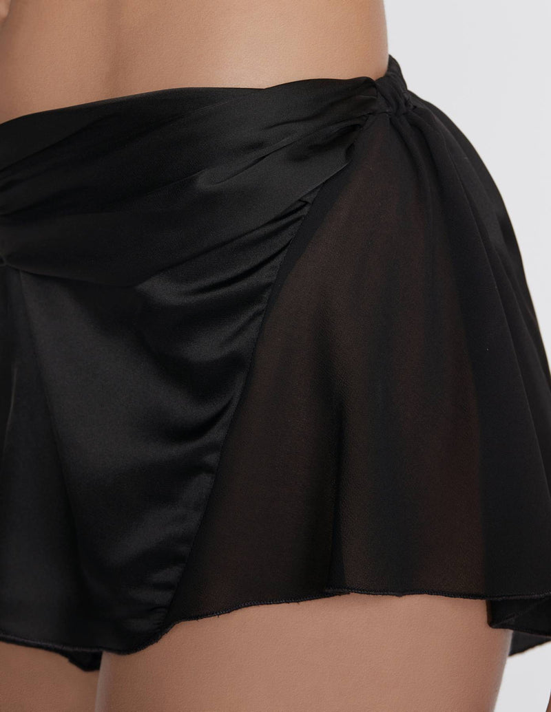 fleur-shorts-black-satin-chiffon-luxury-lingerie-loungewear-raine-designs
